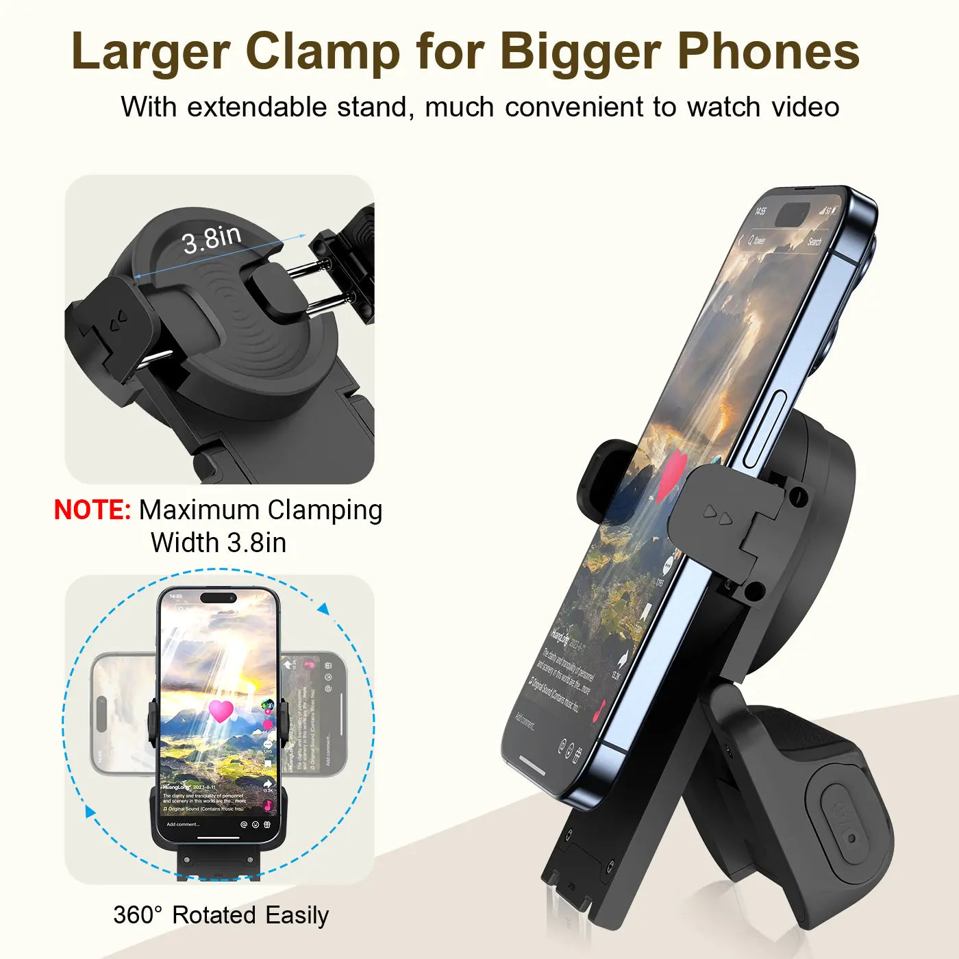 SummerWins TikTok Scrolling Remote with Phone Stand | Wireless Page Turner & Bluetooth Camera Shutter for iOS Android | Hands-Free Selfie & Video Recording Accessory