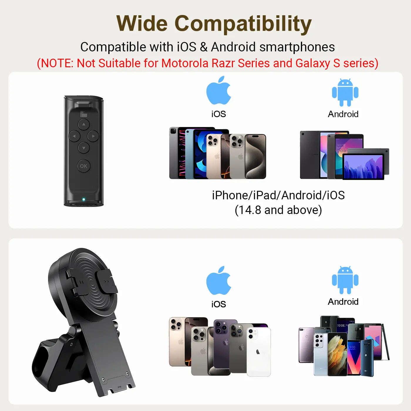 SummerWins TikTok Scrolling Remote with Phone Stand | Wireless Page Turner & Bluetooth Camera Shutter for iOS Android | Hands-Free Selfie & Video Recording Accessory